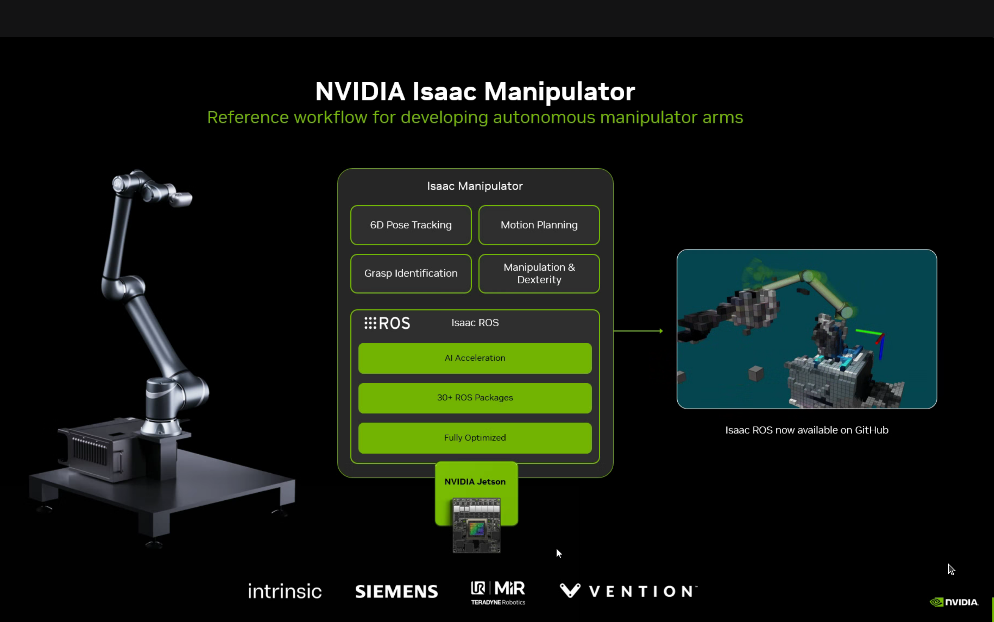 Manipulator reference workflow with 6D pose tracking and motion planning