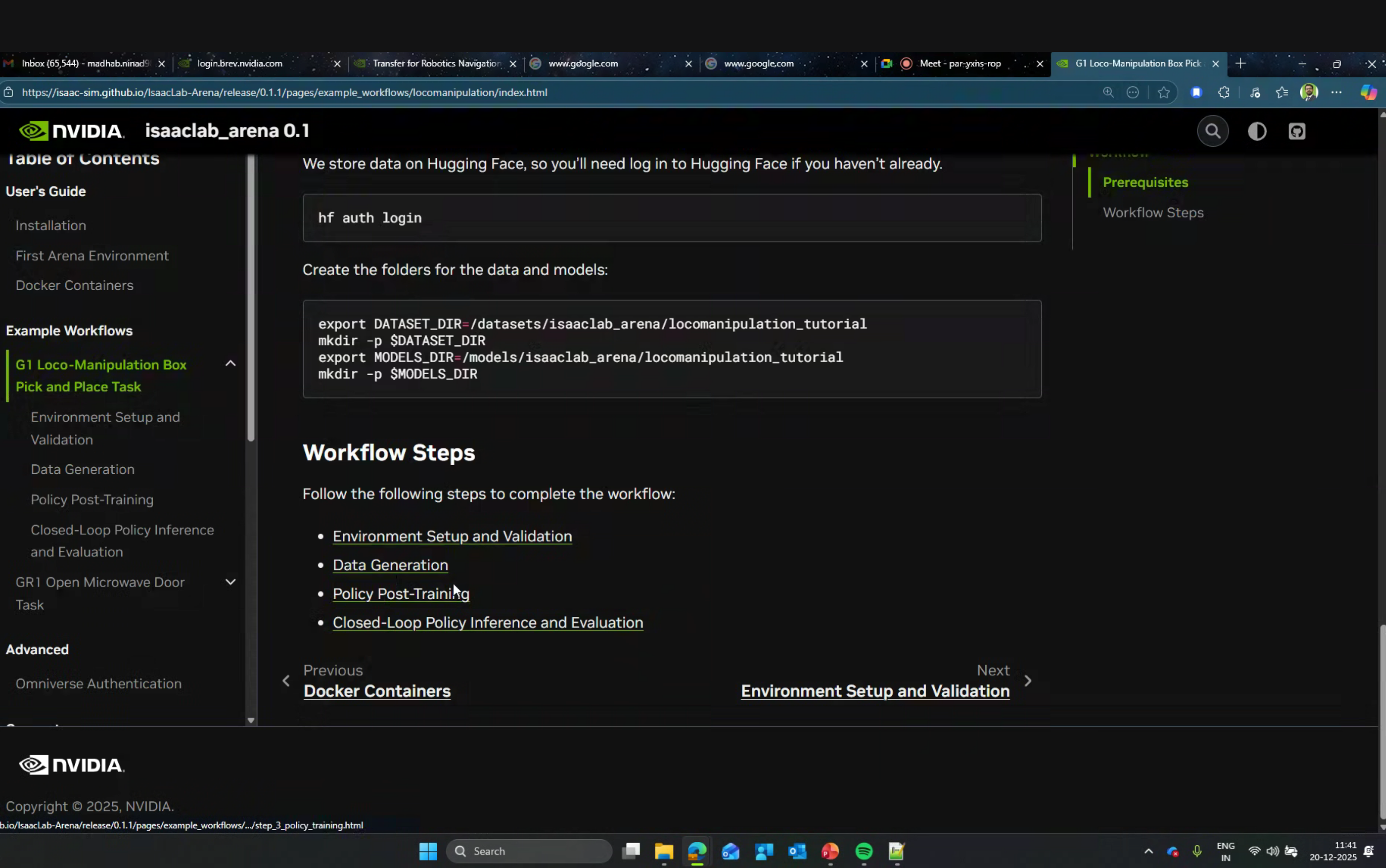 Prerequisites and workflow steps for G1 tutorial