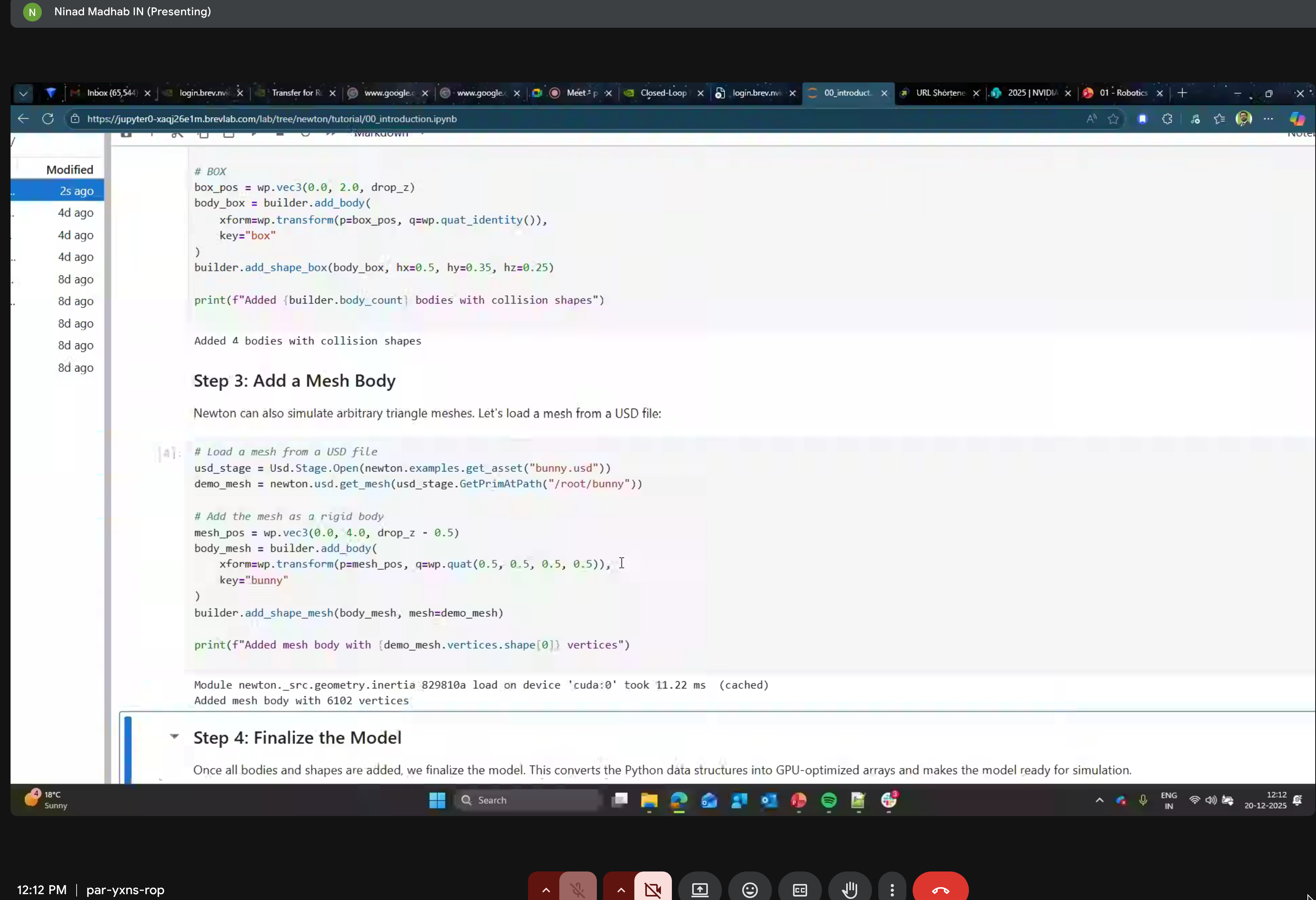 Loading mesh from USD and finalizing model