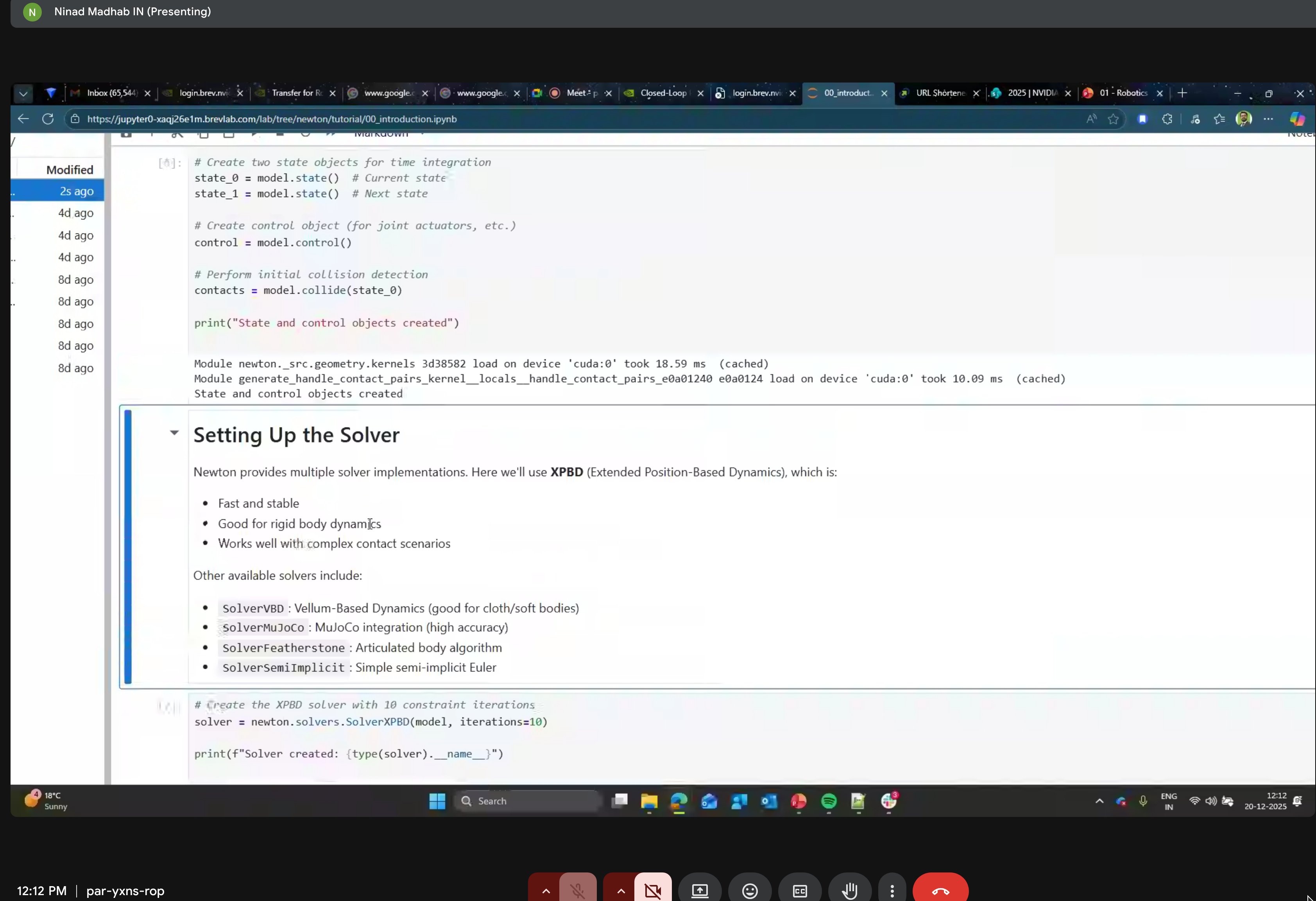 Multiple solver implementations including XPBD