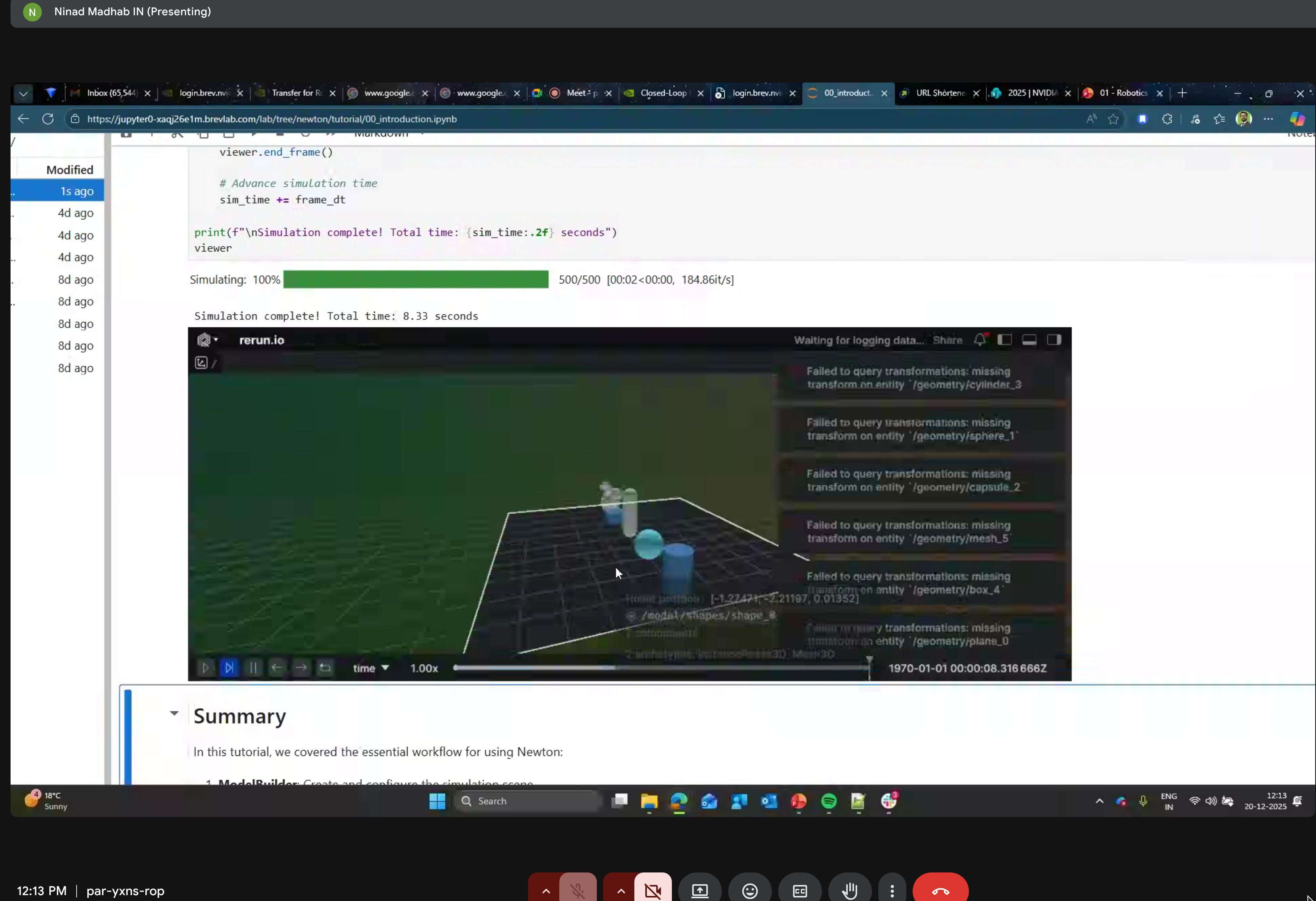 3D viewer showing bunny mesh simulation