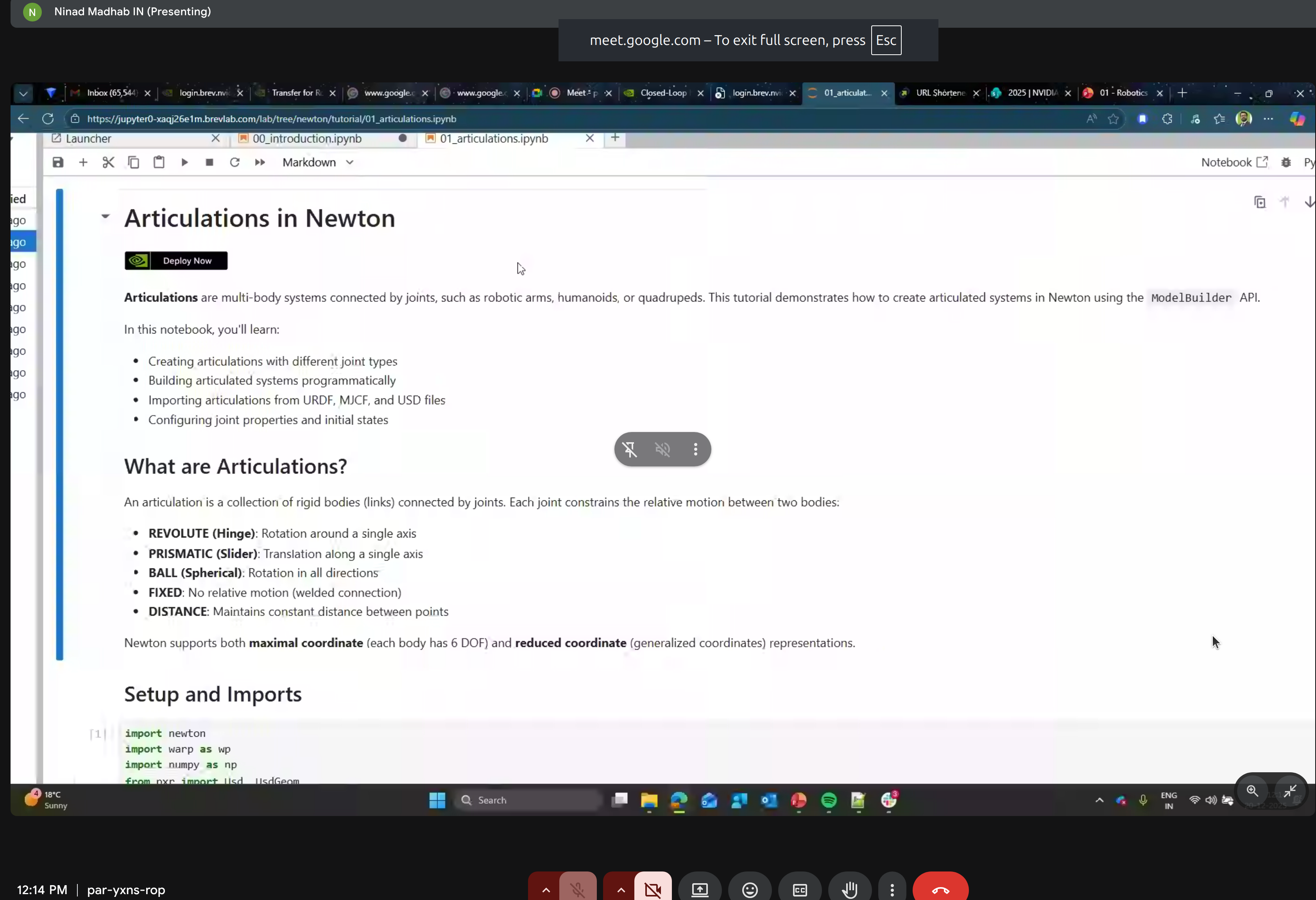 Multi-body systems connected by joints