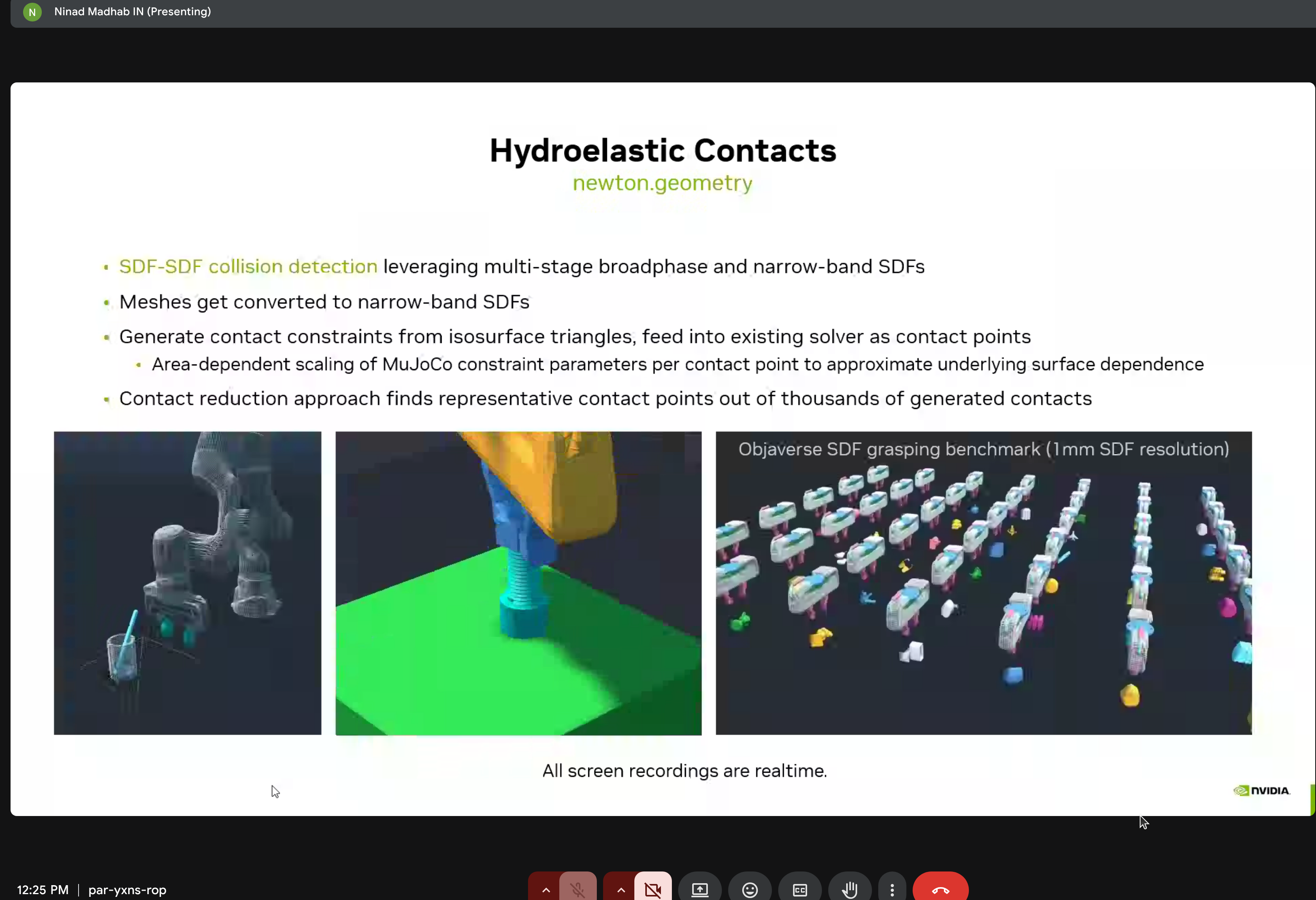 Dynamic color visualization of contacts