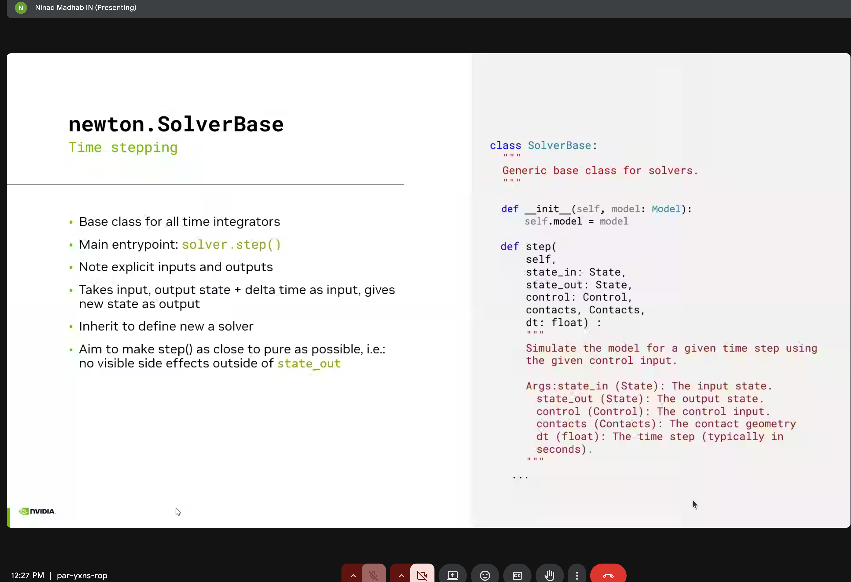 SolverBase class step() method signature