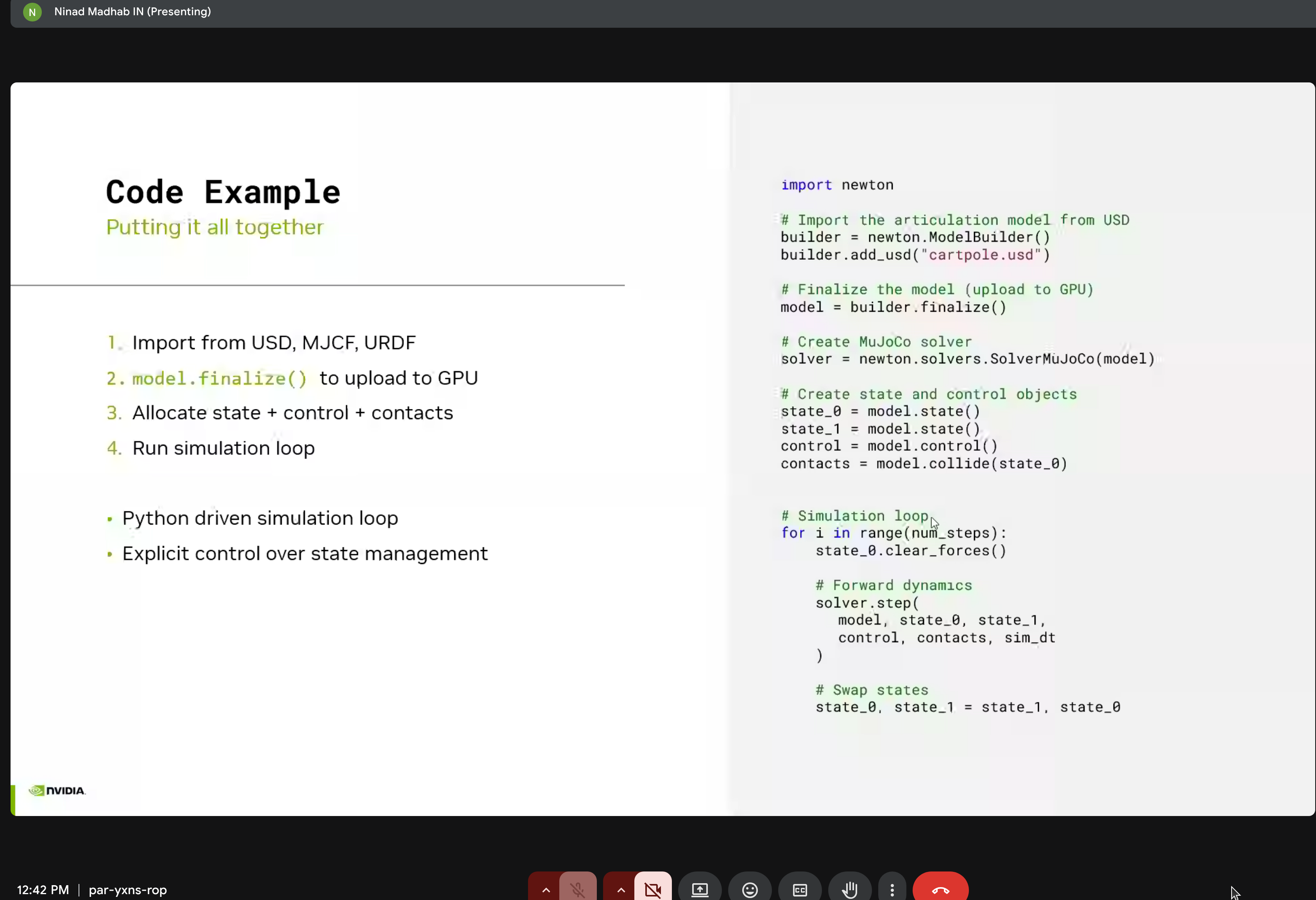 Complete Newton simulation workflow