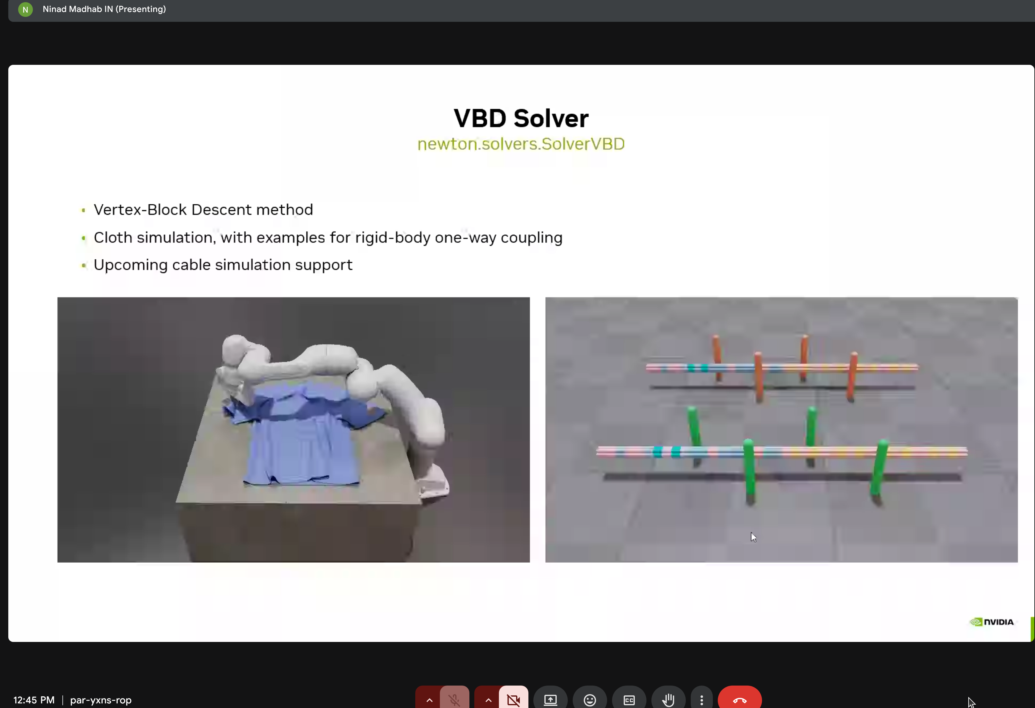 Vertex-Block Descent method with cloth examples
