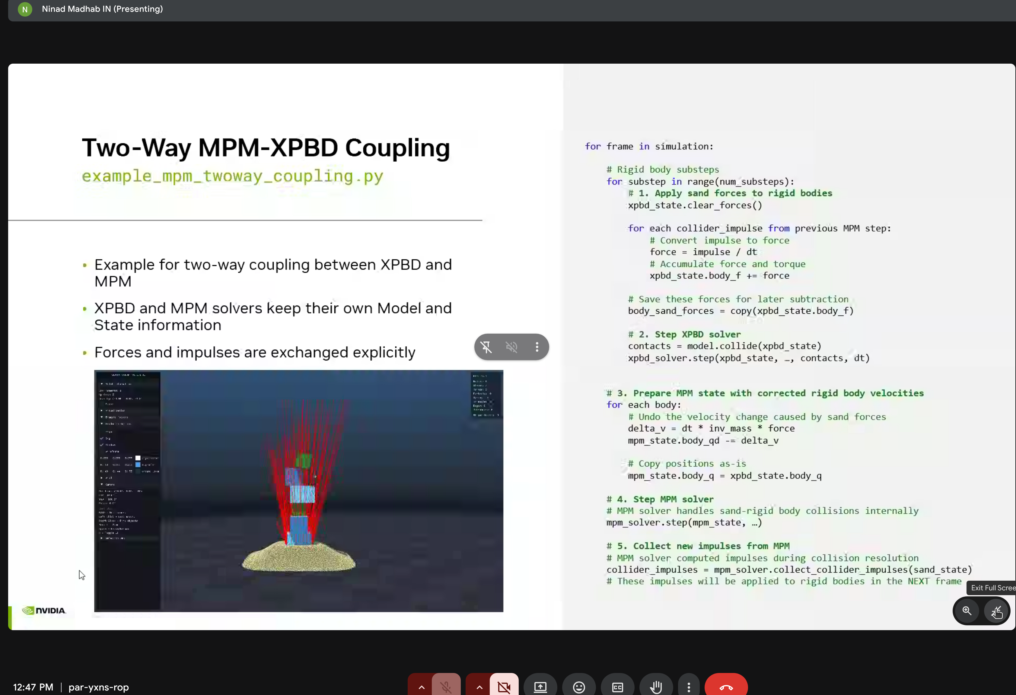 Sand interaction with rigid bodies