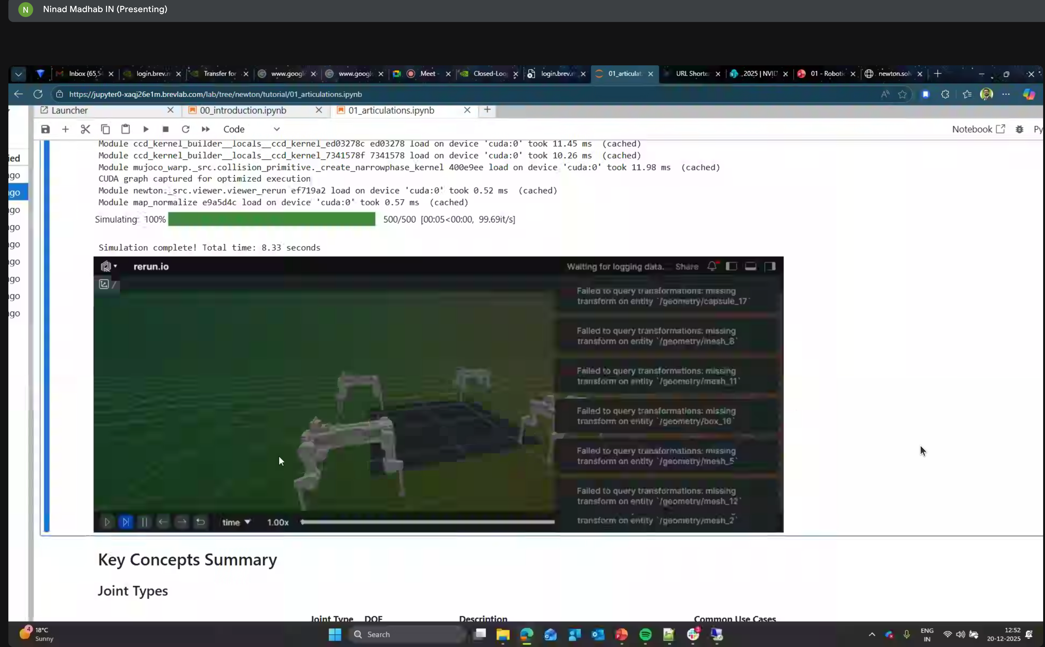 Quadruped robots in simulation