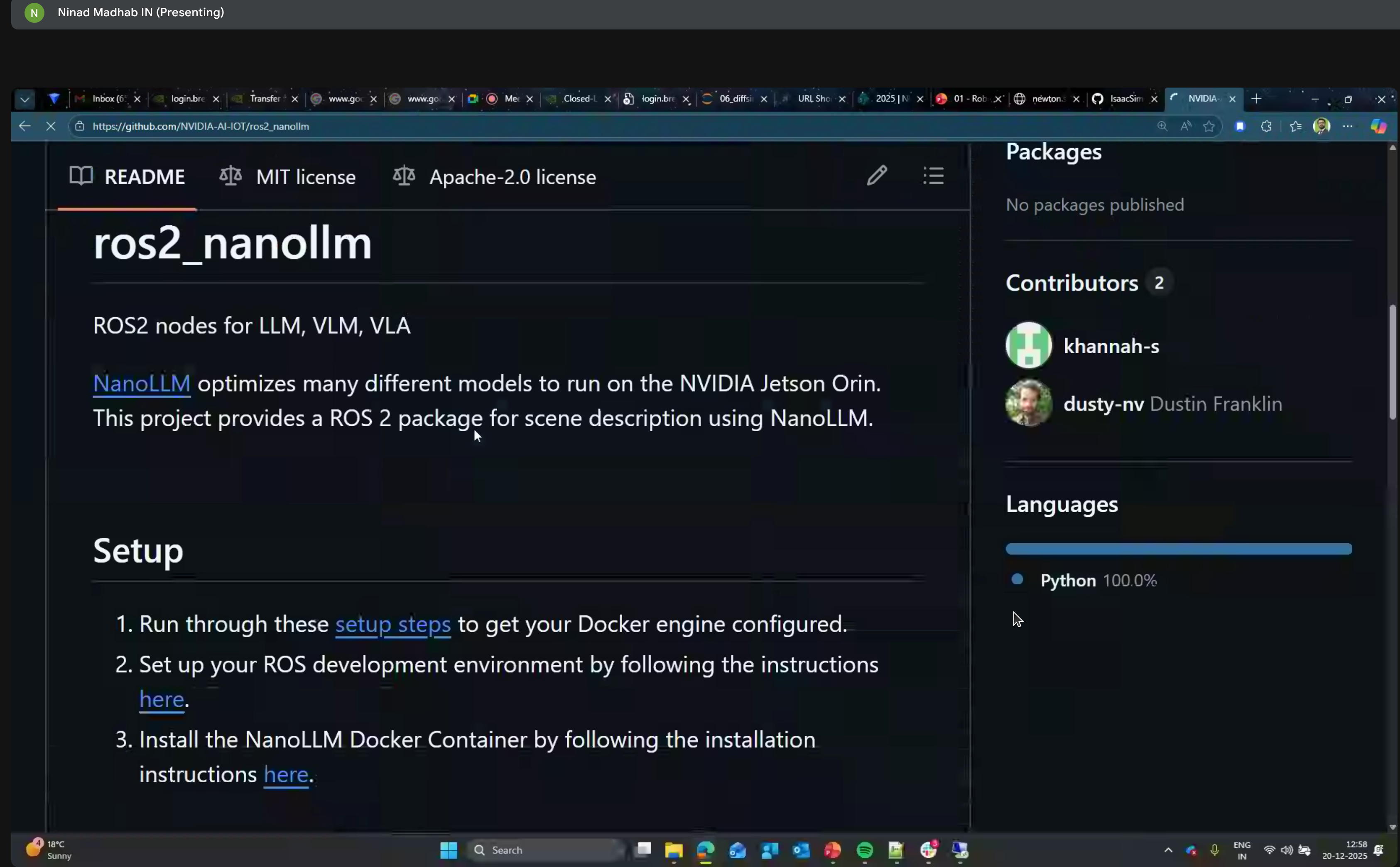 Setup instructions for NanoLLM on Jetson Orin