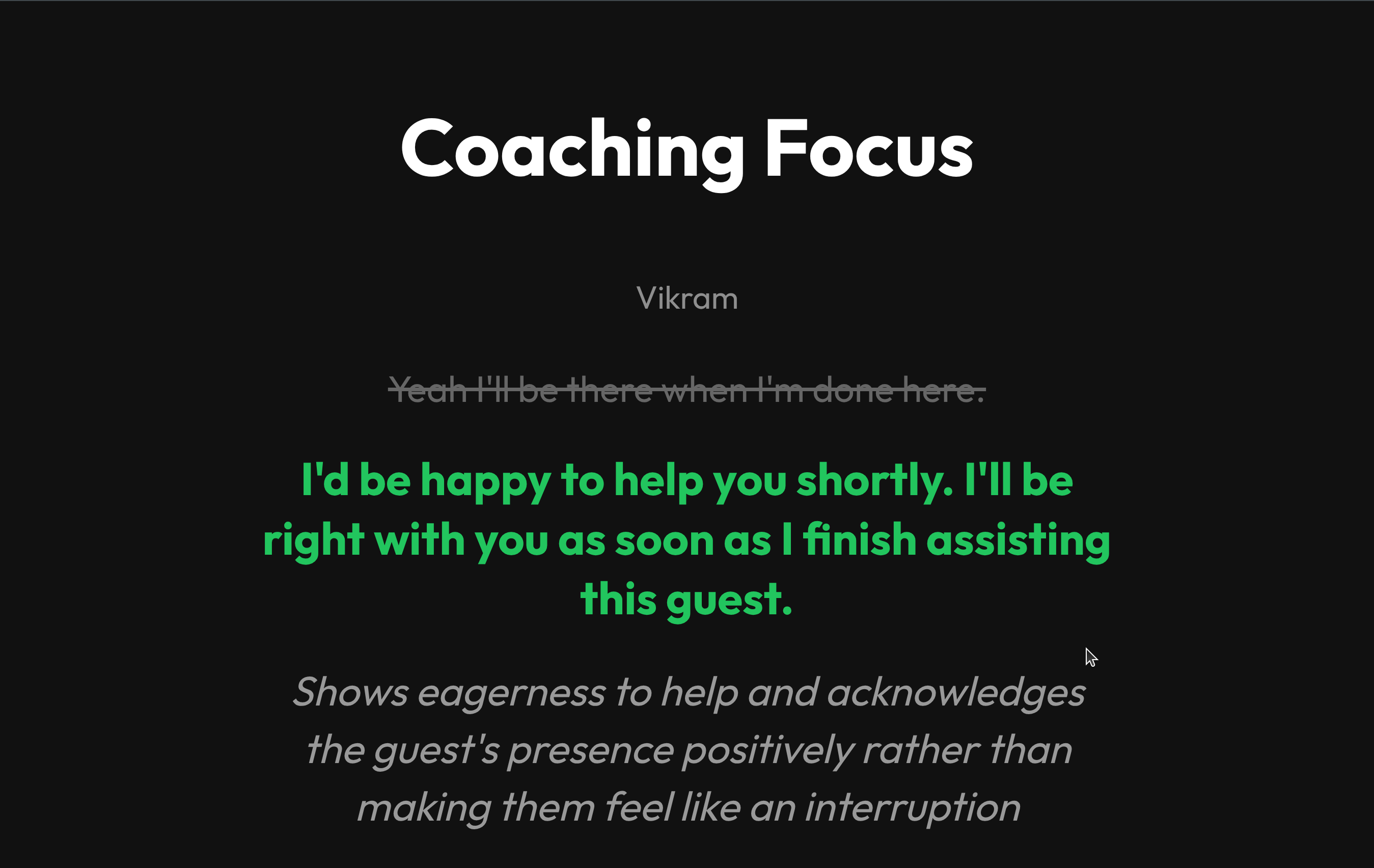 Coaching focus